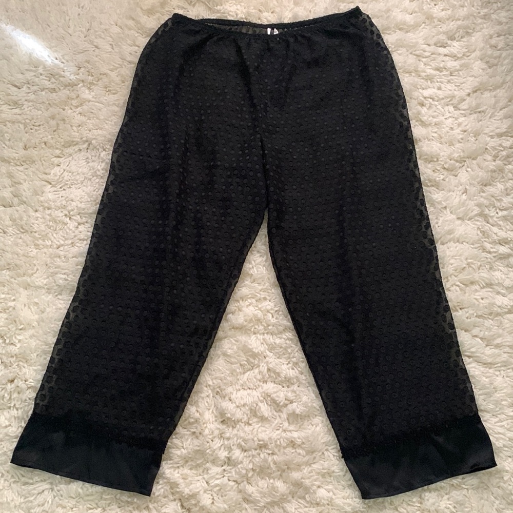 VINTAGE Black Sheer Polka Dot Wide Leg Pants